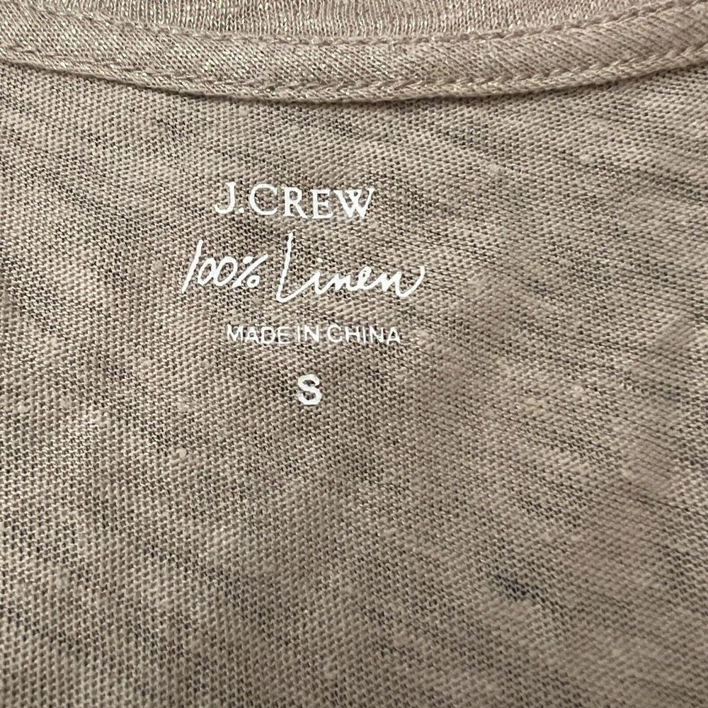 J.CREW 100% Linen Tee Metallic Gold Beige Shimmer V Neck T-Shirt Casual Lux - Picture 4 of 7